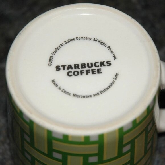 2006 Starbucks Lawn Chair Coffee Mug Green Yellow Retro Webbed Tea Cup - Picture 5 of 5
